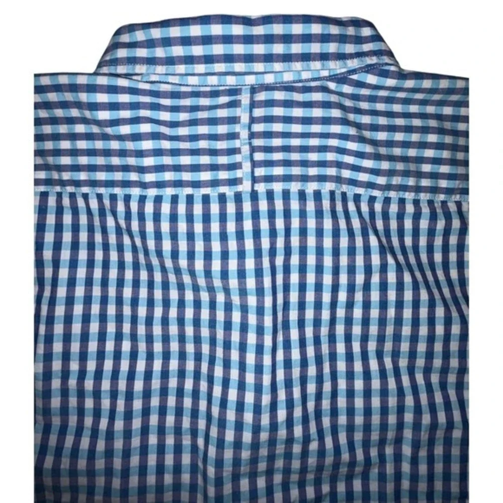 Banana Republic Grant Fit Mens XL‎ Blue Gingham Check Button Down Cotton Shirt